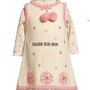 BONNIE JEAN 24 Mo Pink Snowflake Sweater Dress NWT